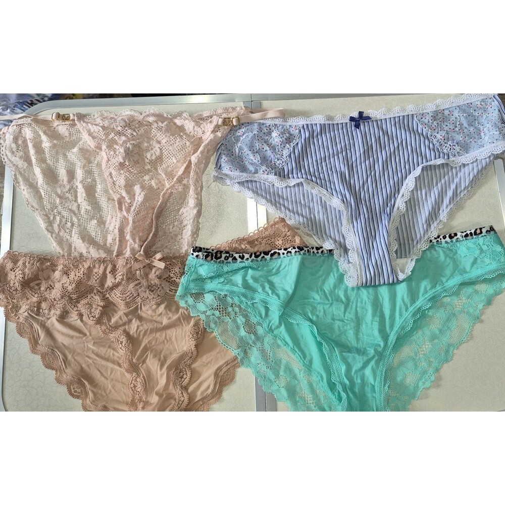 NWOT Lot Of 4 Victorias Secret Medium Underwear Panties Sheer Lace Soft New